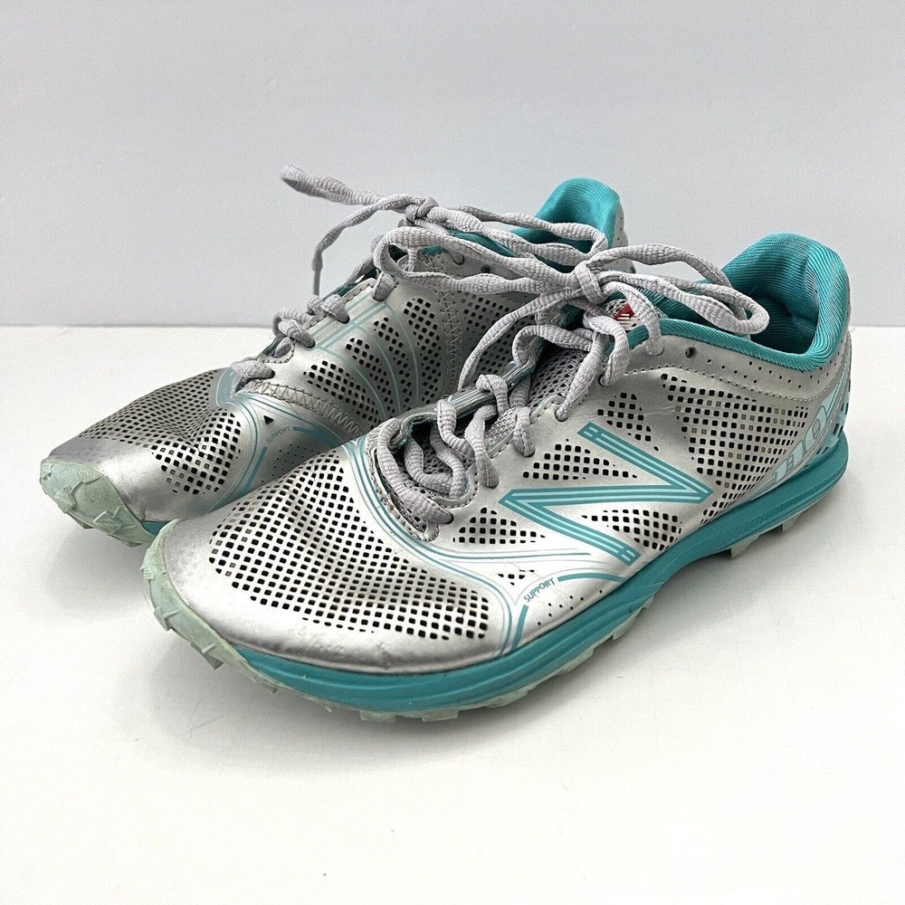 New Balance 110 Trail Running Shoes Rockstop Silver Aqua Blue Barefoot Women 7.5